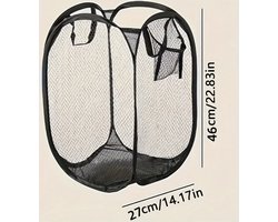 wasmand opbouwbaar - Extra Groot - Pop-Up - Wasmand met Handvatten - Zwart - Lichtgewicht - Hoog-Capaciteit - wasmand voor Badkamer, Slaapkamer & Studentenkamer Opslag - StijlvolStekkie - wasmand zwart opvouwbaar - camping wasmand - meeneem wasmand