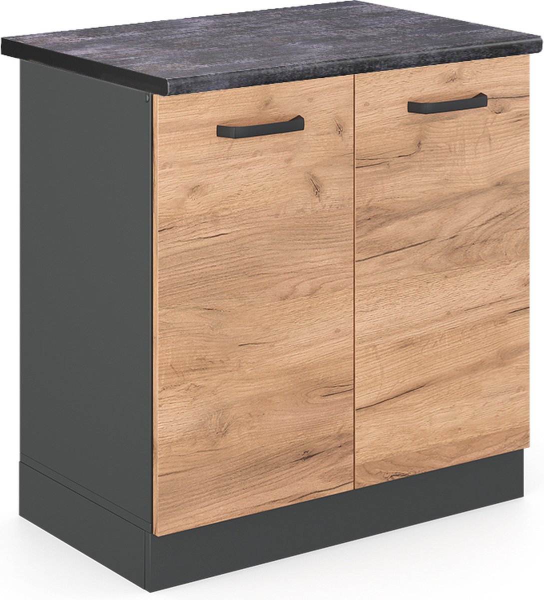 Vicco R-Line Wastafelkast – 80 cm, WB Antraciet Krachtige eik goud