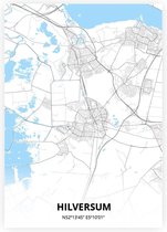 Hilversum plattegrond - A3 poster - Zwart blauwe stijl