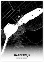 Harderwijk plattegrond - A3 poster - Zwarte stijl