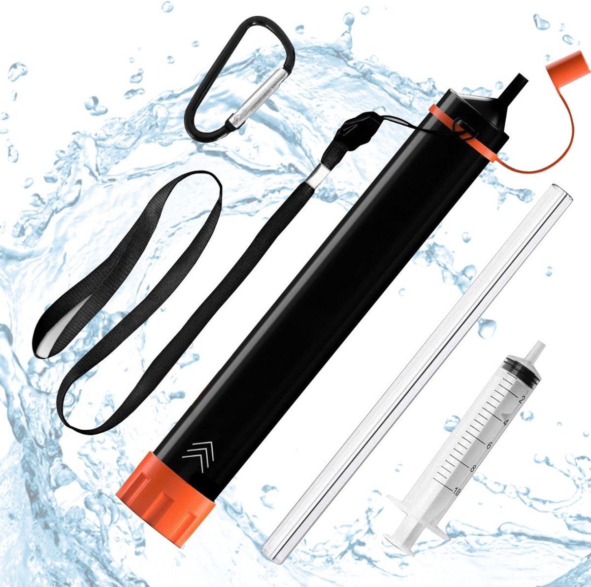DailySupplies® Waterfilter Survival - Noodpakket - Outdoor - Zwart