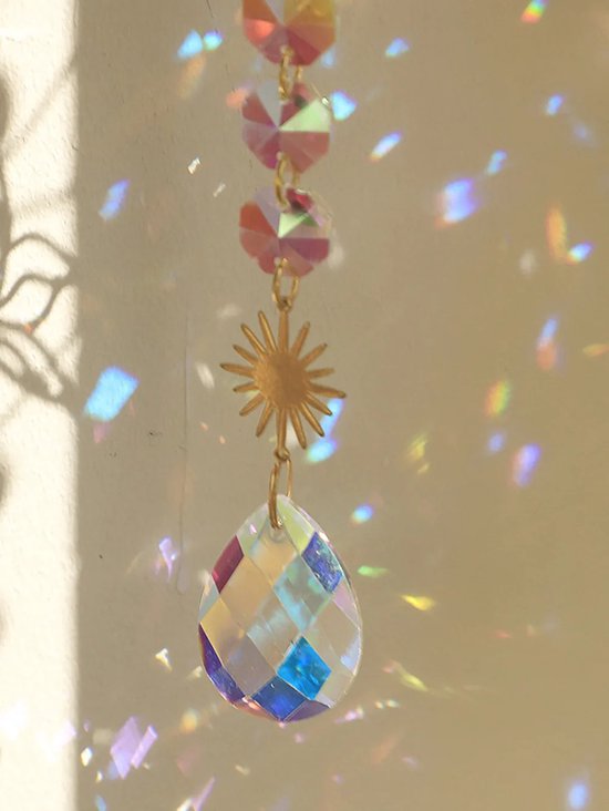 Byla - Pendentif Sun Catcher - Dromenvanger - Pendentif en cristal - Décoration de fenêtre - Or - Lotus - 3