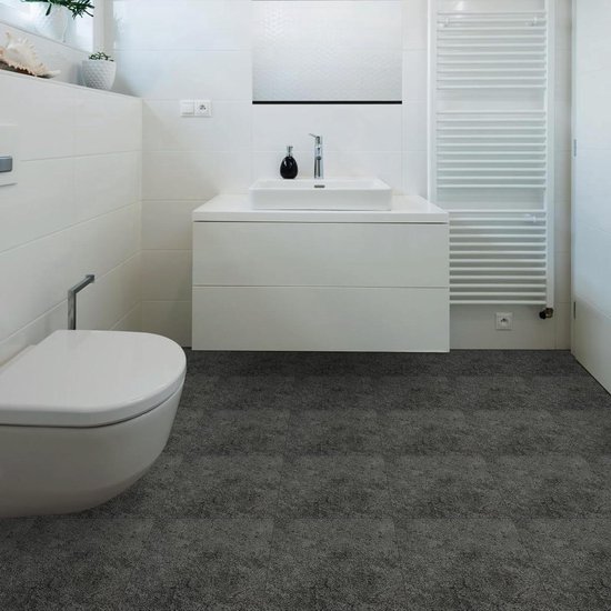 Hode PVC-vloerbedekking, vinylvloer, zelfklevende tegels, plaktegels, vloer, grijs, betoneffect, 60 cm x 30 cm, waterdicht, 1,8 m² dikte, 1,5 mm, 10 tegels
