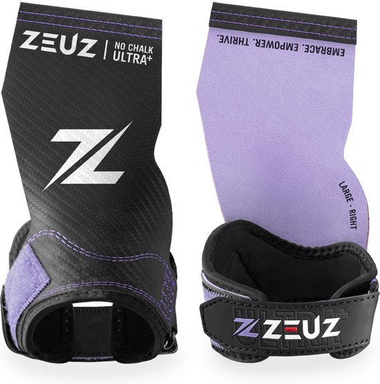 ZEUZ Ultra No Chalk Plus Fingerless Grips pour Fitness & CrossFit – Gants de Sport – Gymnastique – Gymnastique – Lilas et Zwart – Taille L