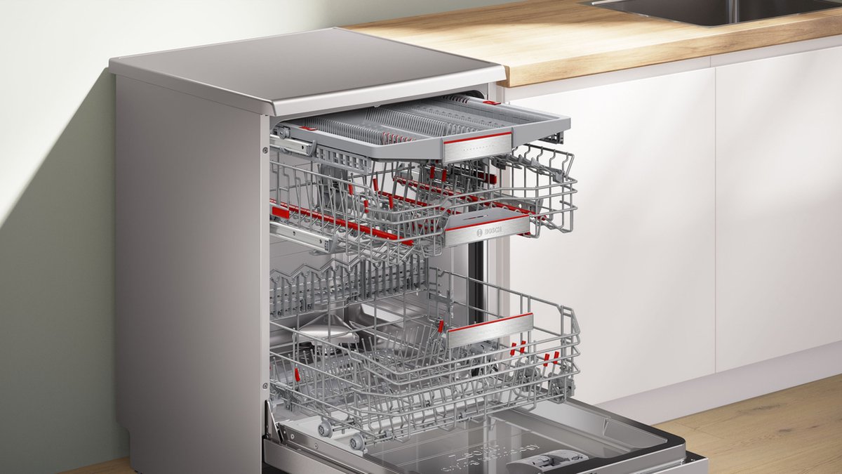 Bosch SMS8TCI04E - Serie 8 - Vaatwasser Vrijstaande vaatwasser - 60 cm - PerfectDry met zeolith: perfecte droogresultaten met een laag energieverbruik - Geborsteld staal - Energielabel A - Home Connect thumbnail 6