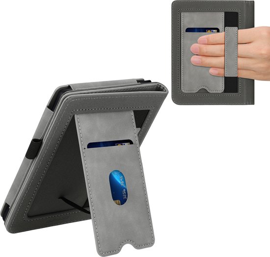 kwmobile e-reader hoesje geschikt voor Tolino Shine 3 hoes - E reader flip case van kunstleer - Ereader cover met stand - Brushed Hart design in grijs van Merkloos — afbeelding 5