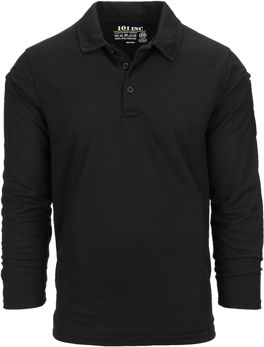 101 INC - Tactical polo Quick Dry long sleeve (kleur: Zwart / maat: XXXL)