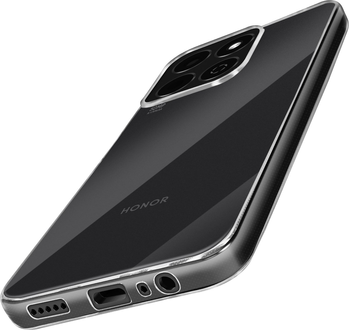 Avizar Geschikt voor Honor 200 Smart Zacht Silicone Hoesje Dun Ontwerp, Transparant