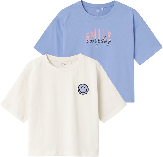 NAME IT Mädchen Nmfvilena 2er Pack T-Shirts - Bequeme Baumwoll Tops
