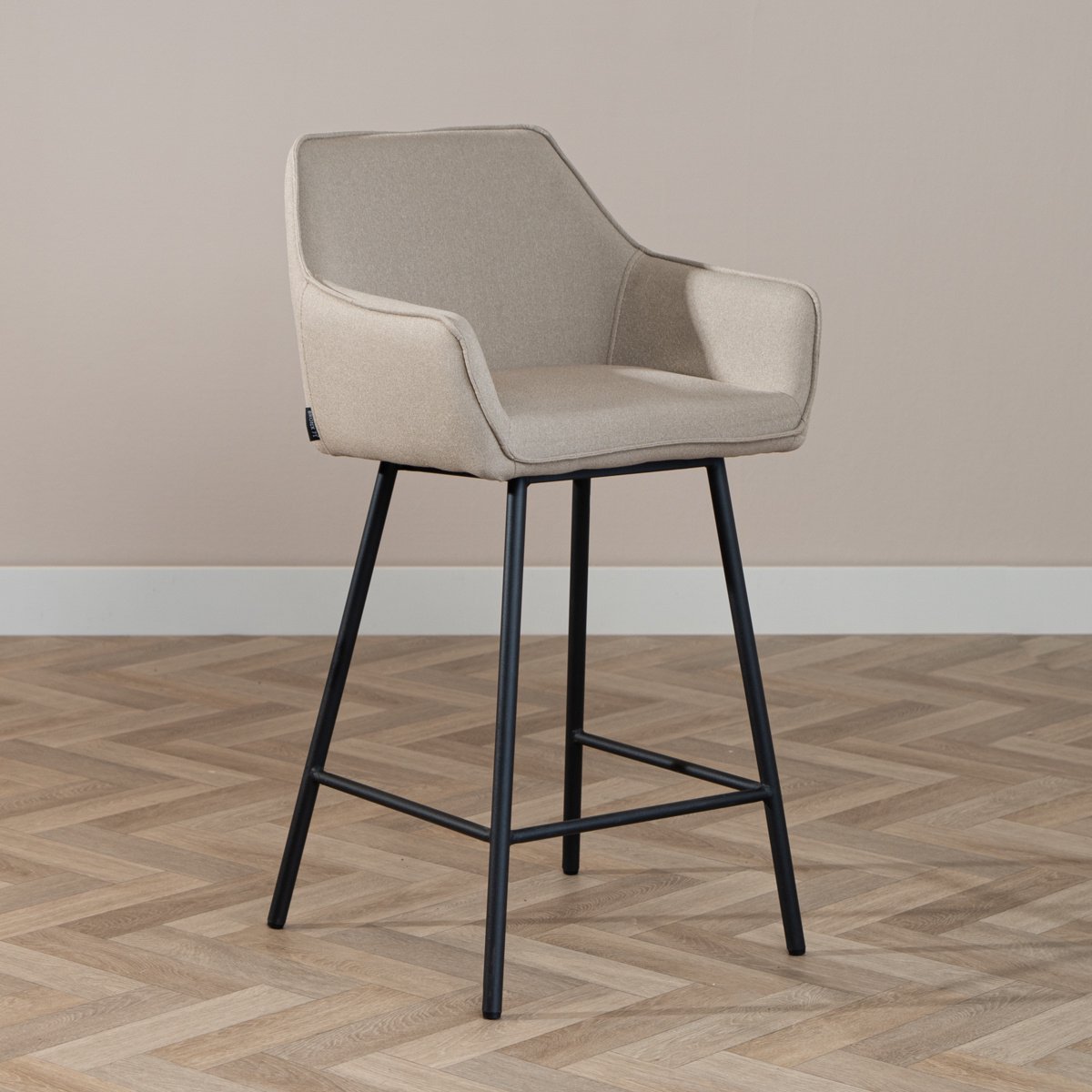 Bronx71 Scandinavische barkruk Andor gerecyclede stof taupe 65-78 cm - barstoel