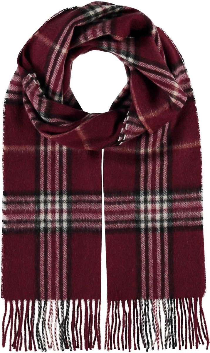 FRAAS Sjaal Cashmink® Scarf with FRAAS Plaid Wine Rood Veelkleurig