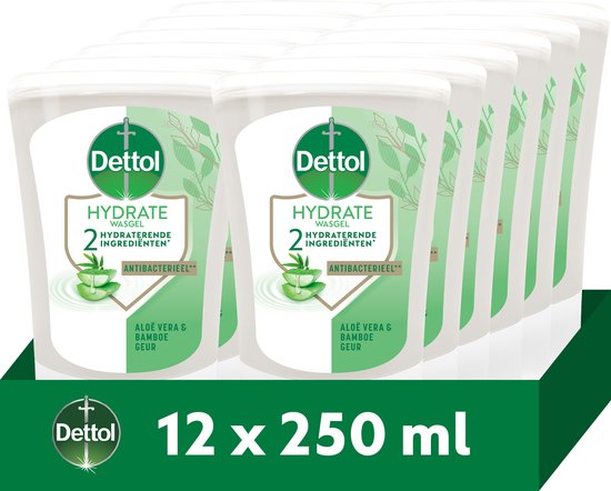 Dettol No-Touch Handzeep Navulling Aloë Vera & Bamboe 250ml - 12 stuks - Voordeelverpakking
