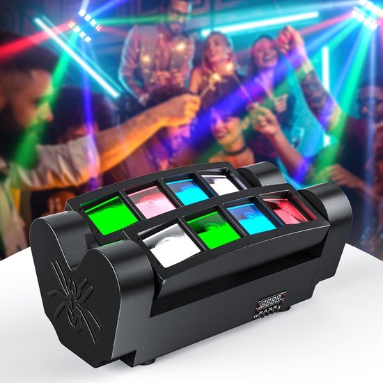 Luce Spider Moving Head LED - Effetti Beam RGBW, DMX512 E Attivazione Sonora Per Feste E Discoteche