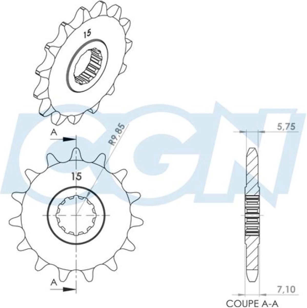 teknix versnellingsbak uitgaand tandwiel voor mbk 50 x-power motor 2003 tot 2012 15 tanden niet 420 nieuw