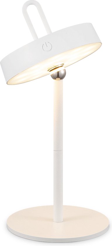 Home Sweet Home - Draadloze Oplaadbare LED Tafellamp - Binnen & Buiten - Dimbaar - ø12.8 × 29 cm - Warmwit licht - 3000mAh - White