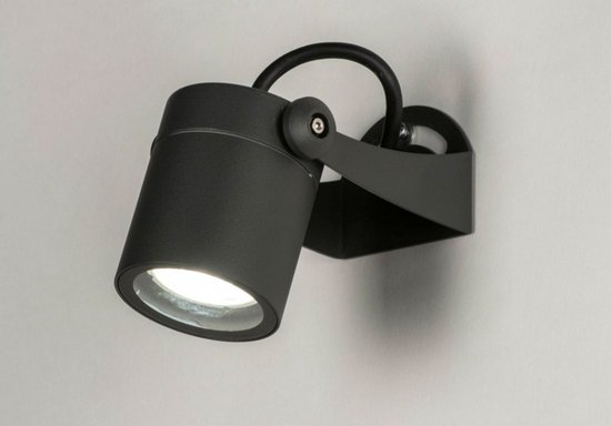 Lumidora Opbouwspot 30847 - GU10 - 5.0 Watt - 300 Lumen - 2700 Kelvin - Zwart - Antraciet donkergrijs - Metaal - Buitenlamp - IP65 - Met Sensor