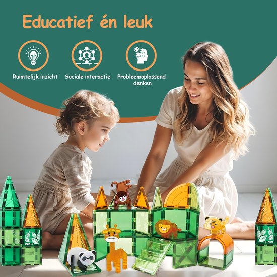 Blocs Magnétiques Montessori Olvy - 80 Pièces - Jeu Construction Enfant 3 Ans+ - Ferme