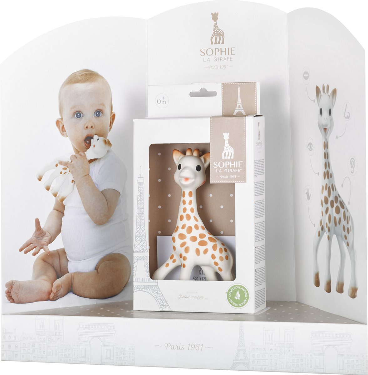 Sophie de giraf - Bijtspeeltje - Bijtspeelgoed - Baby speelgoed - Kraamcadeau - Babyshower cadeau - In wit geschenkdoosje - 100% natuurlijk rubber - Vanaf 0 maanden - 17 cm - Beige/Bruin — afbeelding 15