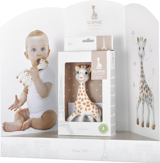 Sophie de giraf - Bijtspeeltje - Bijtspeelgoed - Baby speelgoed - Kraamcadeau - Babyshower cadeau - In wit geschenkdoosje - 100% natuurlijk rubber - Vanaf 0 maanden - 17 cm - Beige/Bruin