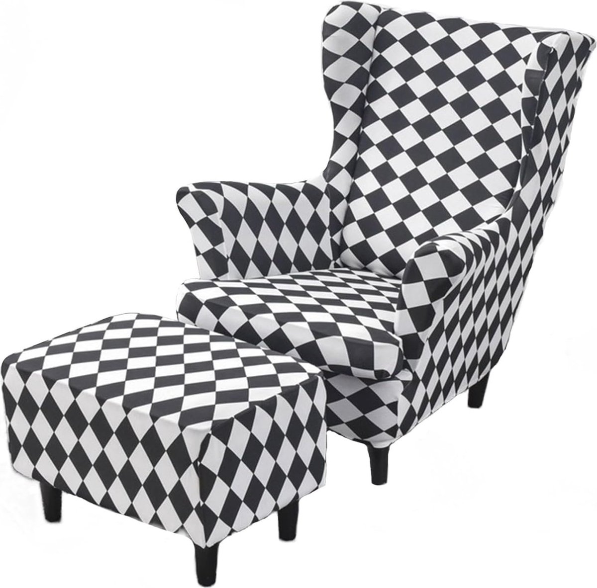 Stretch Vleugelstoel Hoes Set met Ottomaanse Slipcover - Volledige Bescherming voor Meubilair