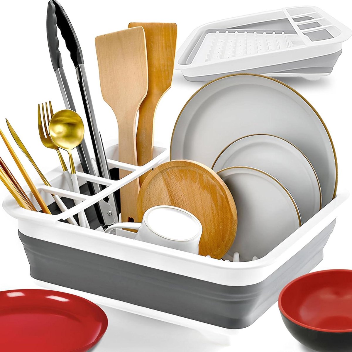 Goedkoopste Opvouwbare afdruiprek voor serviesgoed bestek afdruiprek keuken kamperen draagbare servies organizer afdruiprek 36.5 x 31.5 cm