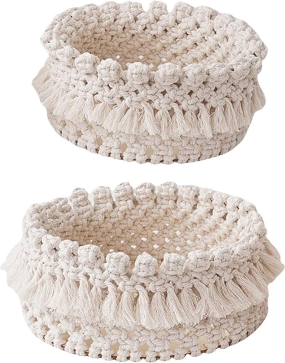 Goedkoopste 2 Stuks Scandinavische Decoratieve Opbergmanden - Katoenen Geweven Snacks en Cosmetica Organizer