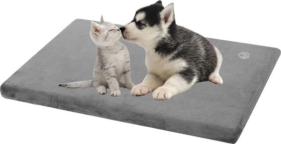 EMPSIGN Tweezijdig hondenkussen (koel en warm), hondenmat, klein, waterdicht (59 x 41 x 7,6 cm), hondenbed, schuimstof, matras voor honden, met afneembare wasbare hoes