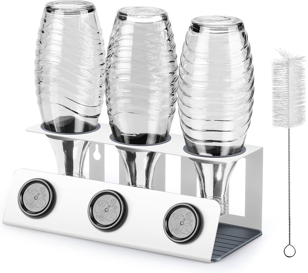 Goedkoopste Flessenhouder en Afdruiprek voor Sodaflessen - 3-delige Set met Uitneembare Afdruipbak