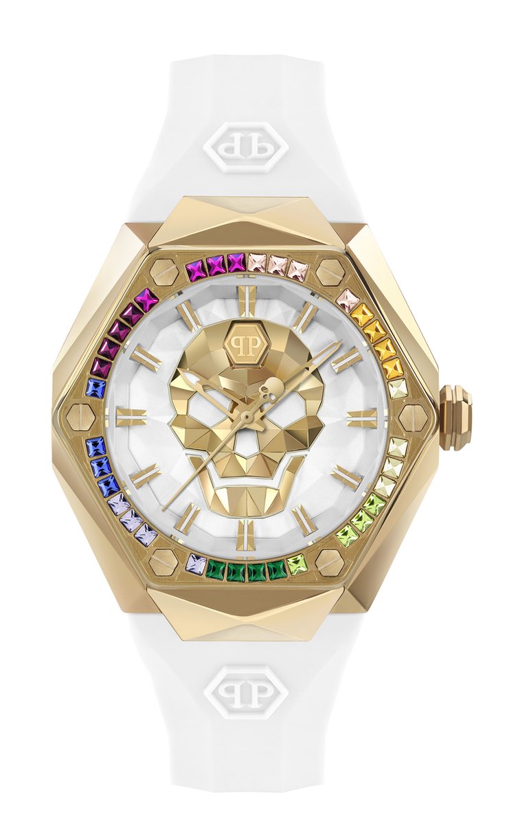 Philipp Plein $Kull Spikes PWADA0324 Horloge - Siliconen - Wit - Ø 40 mm