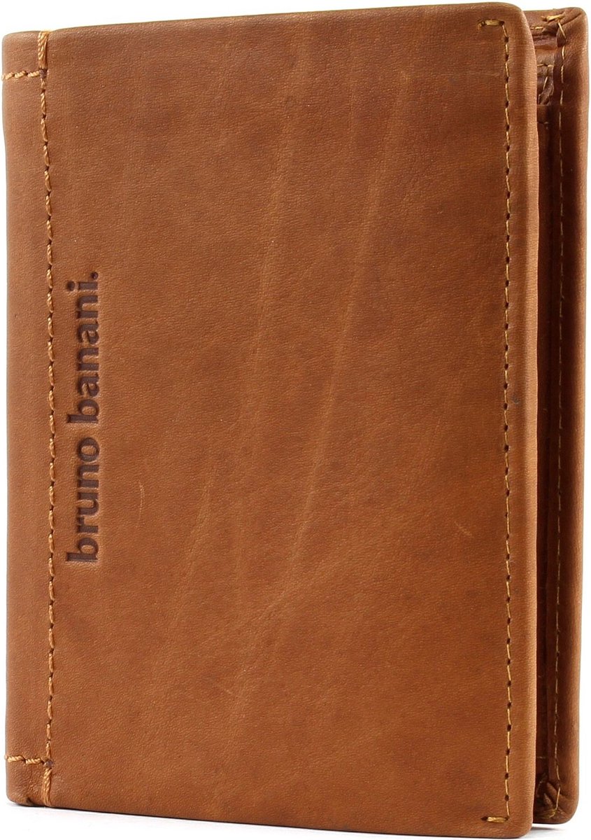 bruno banani Leren Portemonnee Arizona Wallet High with Flap Cognac Bruine