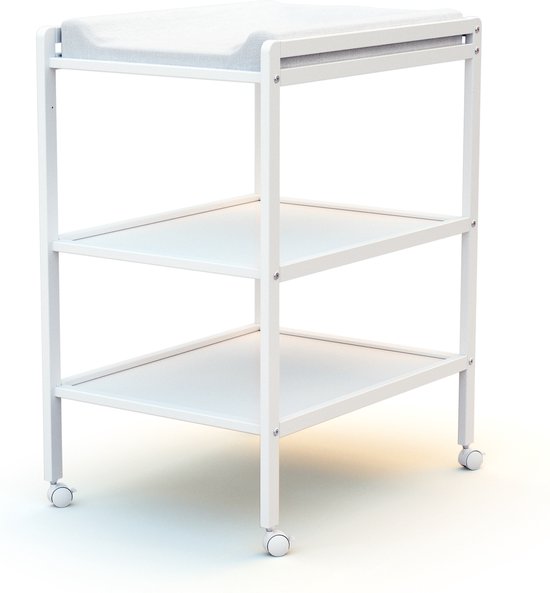 AT4 - Verschoontafel met 2 planken LILO in hout Wit