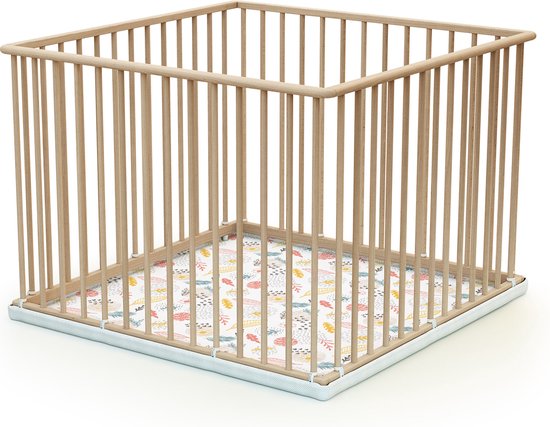 WEBABY - Houten kinderbox Beuken onbewerkt 100 x 100 cm CUBO