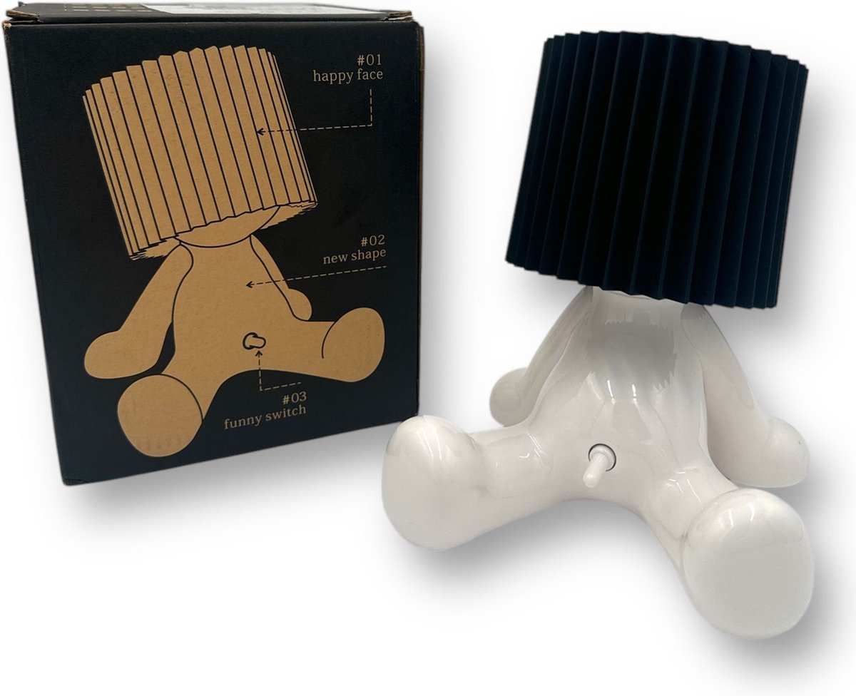 Speelse Tafellamp Wit met Penis als Lichtschakelaar (Zittend Model)