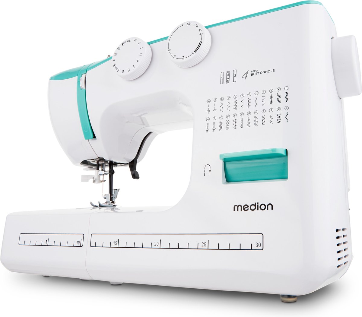 Bol.com MEDION naaimachine met vrije arm SM60 (60 watt, 60 verschillende steekpatronen met knoopsgaten, led-naailampje, automati... aanbieding