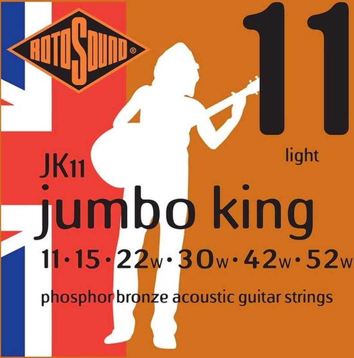Snarenset akoestische gitaar - Rotosound JK11 - Jumbo King - Phosphor bronze - 11-52 - Light gauge