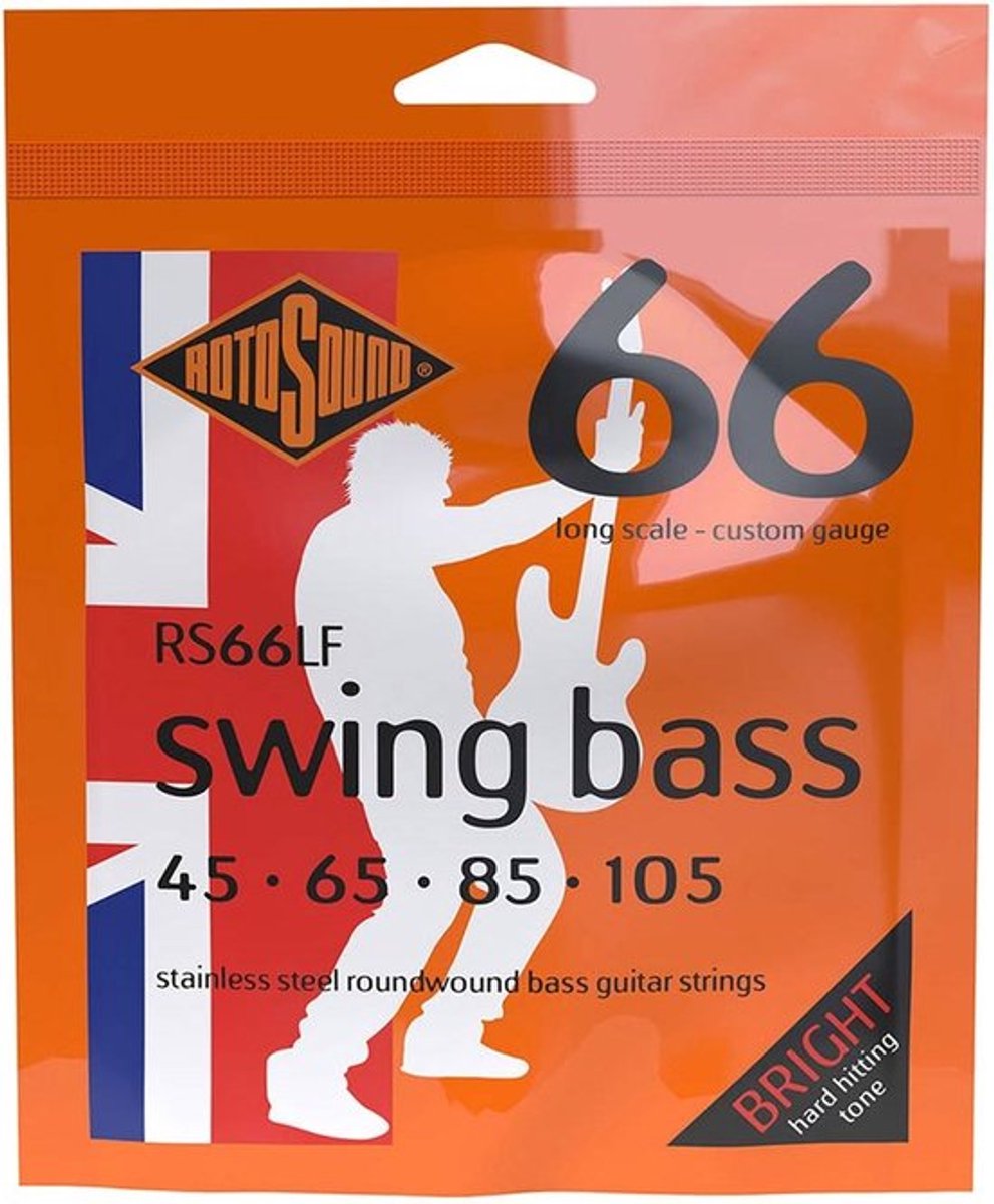 Snarenset basgitaar - Rotosound RS66LF - Swing Bass 66 - Stainless steel - 45-105 - Custom gauge