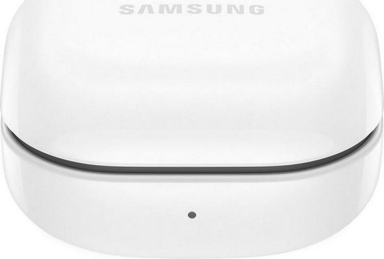 Gesloten witte Samsung oplaadcase met subtiel logo
