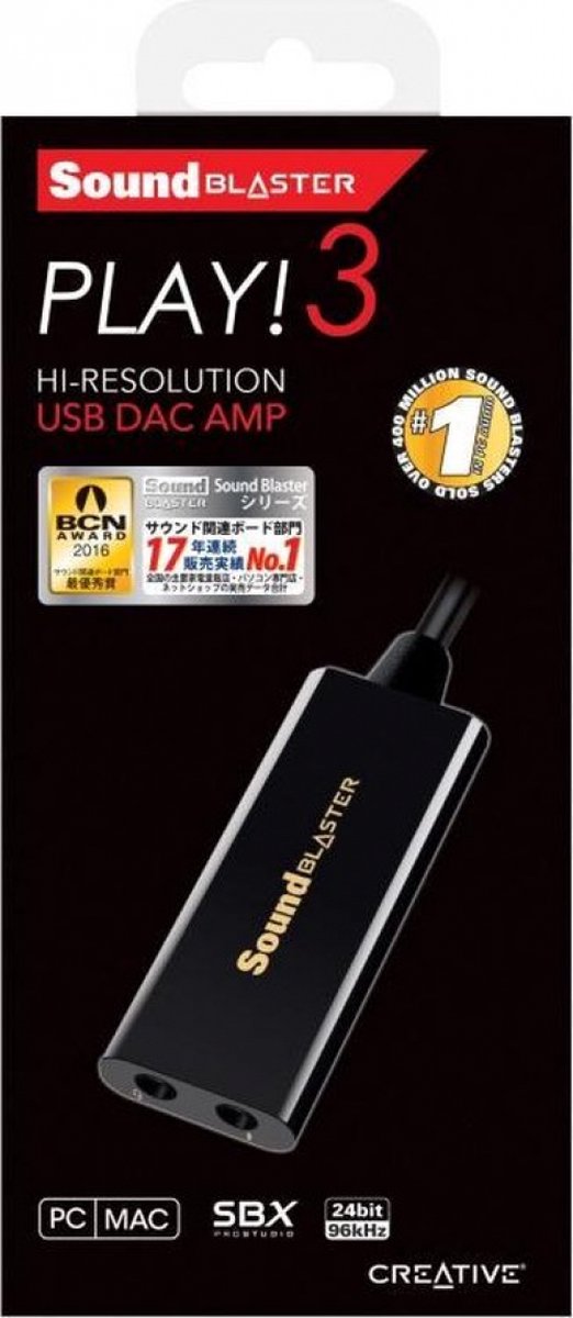 Creative Sound Blaster PLAY! 3 USB DAC-versterker en externe geluidskaart (zwart) — afbeelding 5