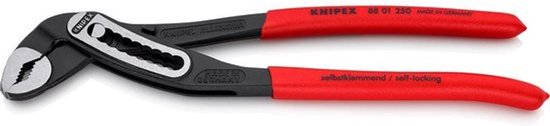Knipex Alligator waterpomptang met rode handvatten en metalen bek.