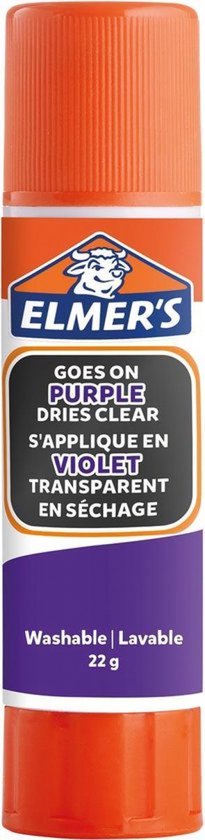 Bâtons de Elmer's avec de la colle violette qui disparaît | Sèche incolore | Idéal pour le bricolage et l'école | Lavable et adapté aux enfants | 22 grammes | 1 pièce