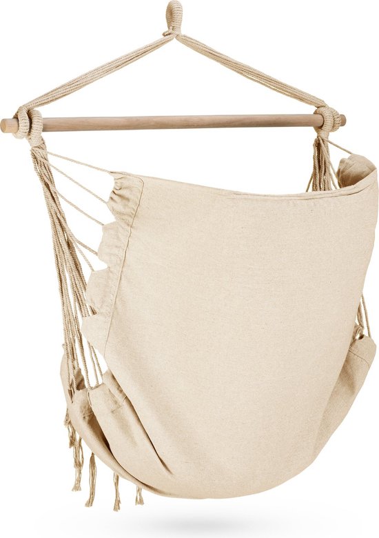 Outtec® Hangstoel met 3 Kussens - 100x130x75cm, tot 140 kg - Boho Fringed Fauteuil, Zitzak, Schommel - voor Buiten, Tuin, Balkon, Huis