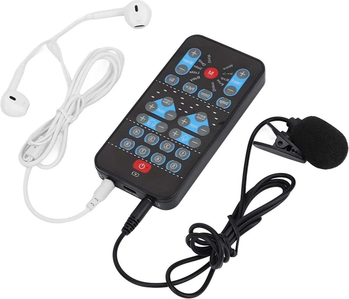Externe Geluidskaart, USB-audio-adapter Live Geluidskaart DJ-mixer Podcast-apparatuur 16 Bits 44.1KHz Dual Channel Multifunctioneel, voor Karaoke, Electro, Stemverandering, Schreeuwen, Populair
