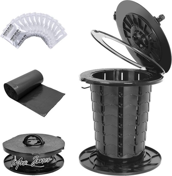 ALEVMOOM Opvouwbaar campingtoilet, mobiel toilet met draagtas en 7