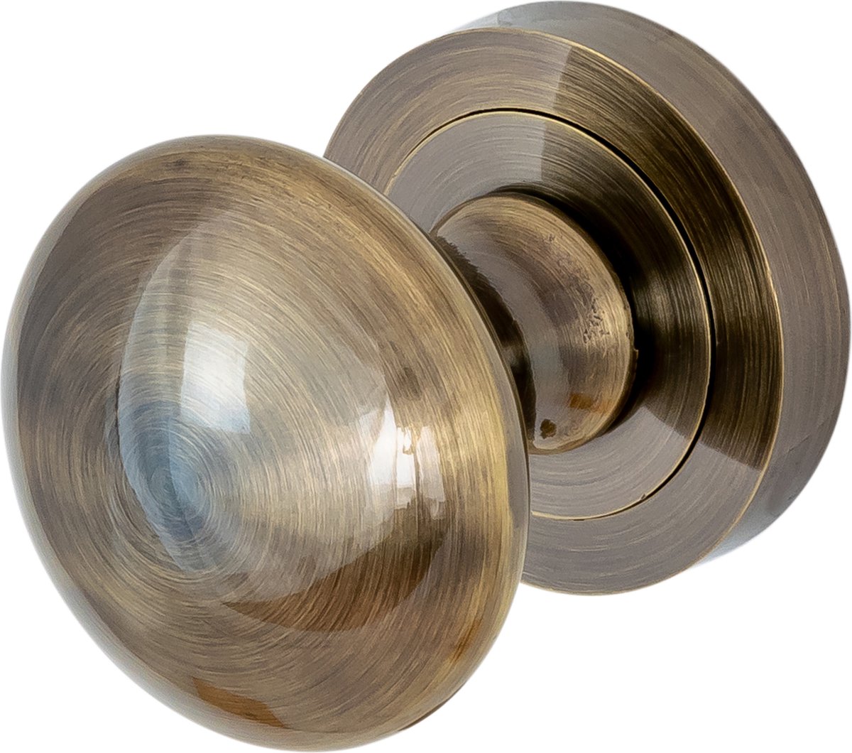 Deurknop BOB - gefixeerd - luxe ronde deurknop - antiek messing - diameter 5 cm - binnendeur
