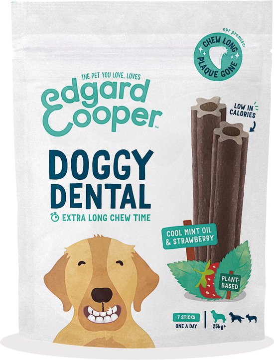 Edgard & Cooper Doggy Dental Aardbei&Munt - Hondensnacks - L