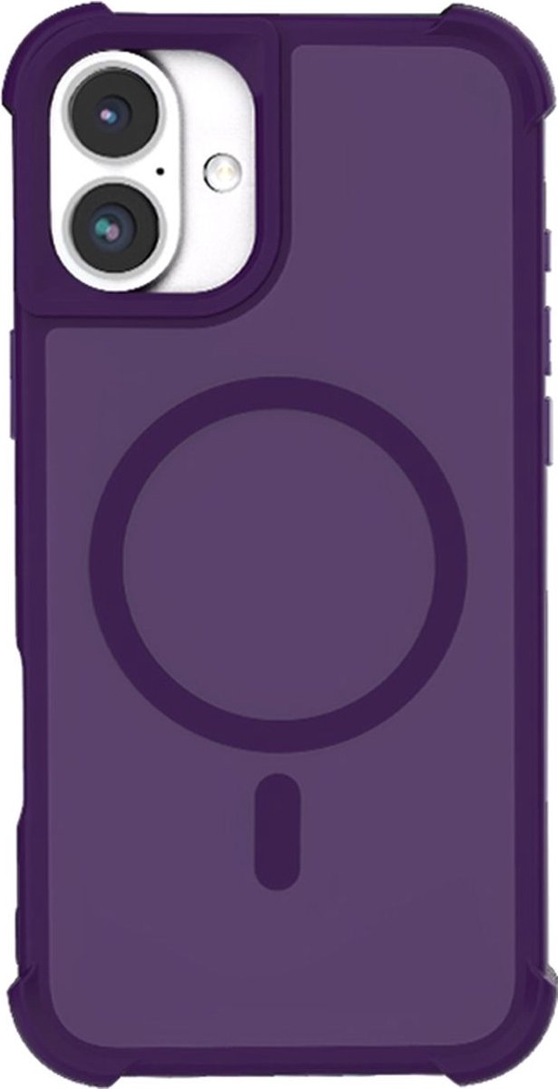 Mobigear Hoesje geschikt voor Apple iPhone 16 MagSafe Telefoonhoesje Hardcase | Mobigear Armor Shield Backcover | Geschikt voor MagSafe | Geschikt voor Draadloos Opladen met Magnetische Ring | MagSafe Case - Paars
