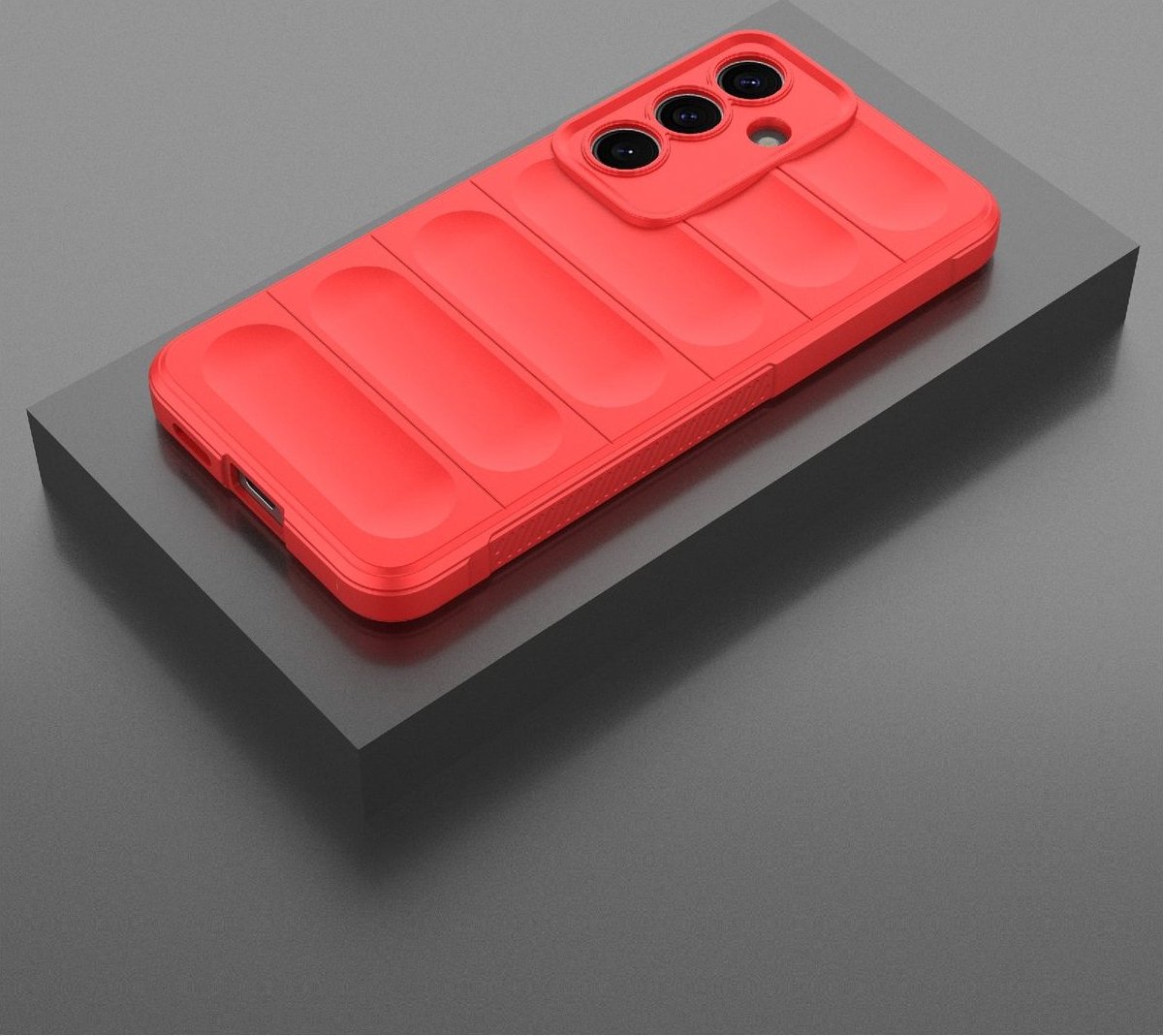 Mobigear Hoesje geschikt voor Samsung Galaxy S25 Telefoonhoesje Flexibel TPU | Mobigear Bumpy Backcover | Galaxy S25 Case | Back Cover - Rood