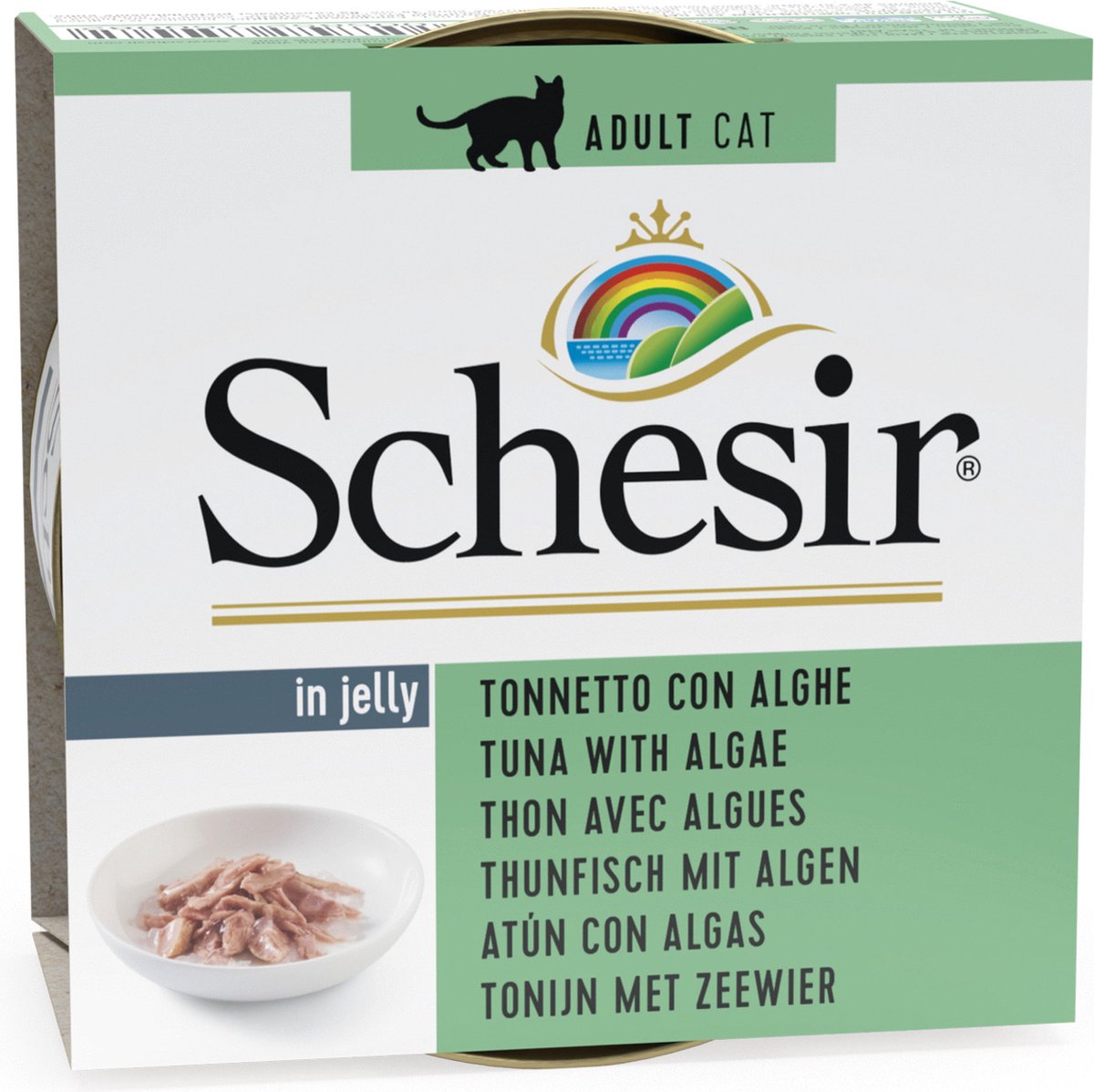 Schesir tonijn met zeewier (jelly) natvoer kat (blikjes 85 g) 1 tray (14 x 85 g)