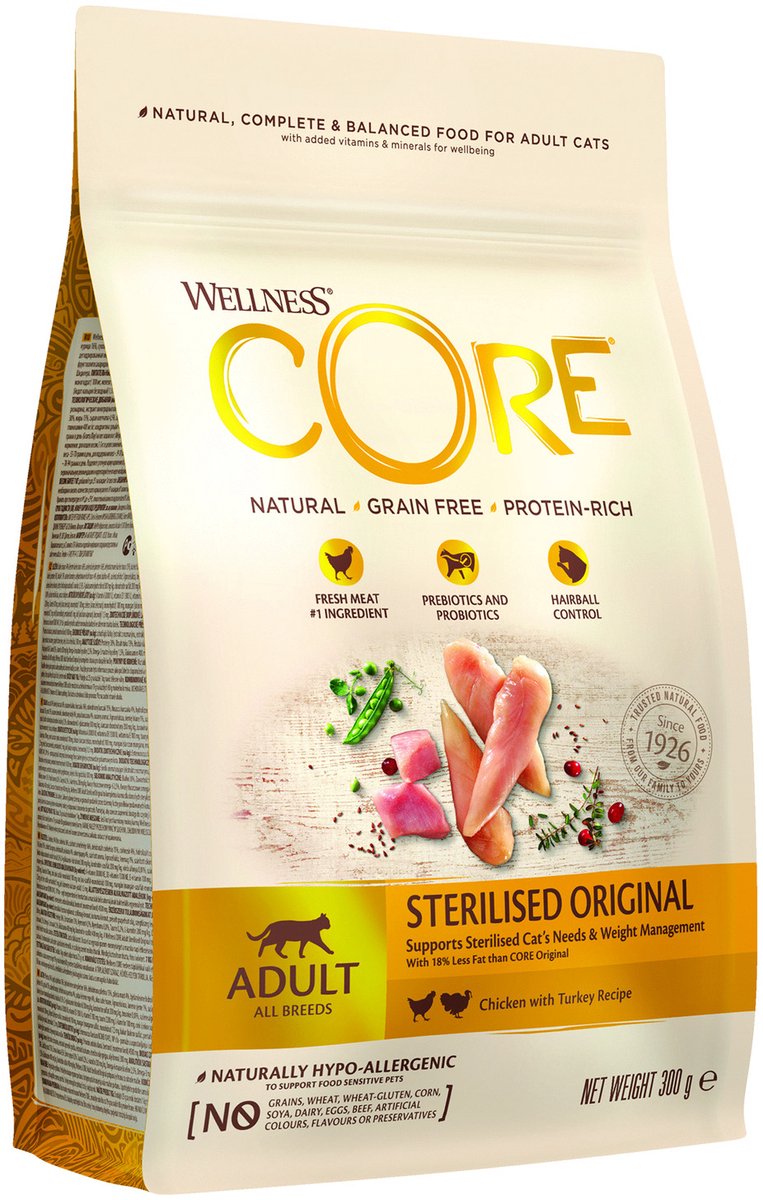 Wellness Core Grain Free Cat Sterilised Kip&Kalkoen - Kattenvoer - 300 g