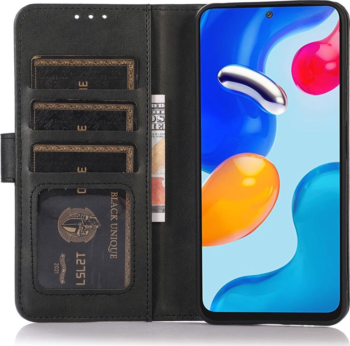 Mobigear Telefoonhoesje geschikt voor Xiaomi 14T Hoesje | Mobigear Wallet Bookcase Portemonnee | Pasjeshouder voor 3 Pasjes | Telefoonhoesje voor Pinpas / OV Kaart / Rijbewijs - Zwart
